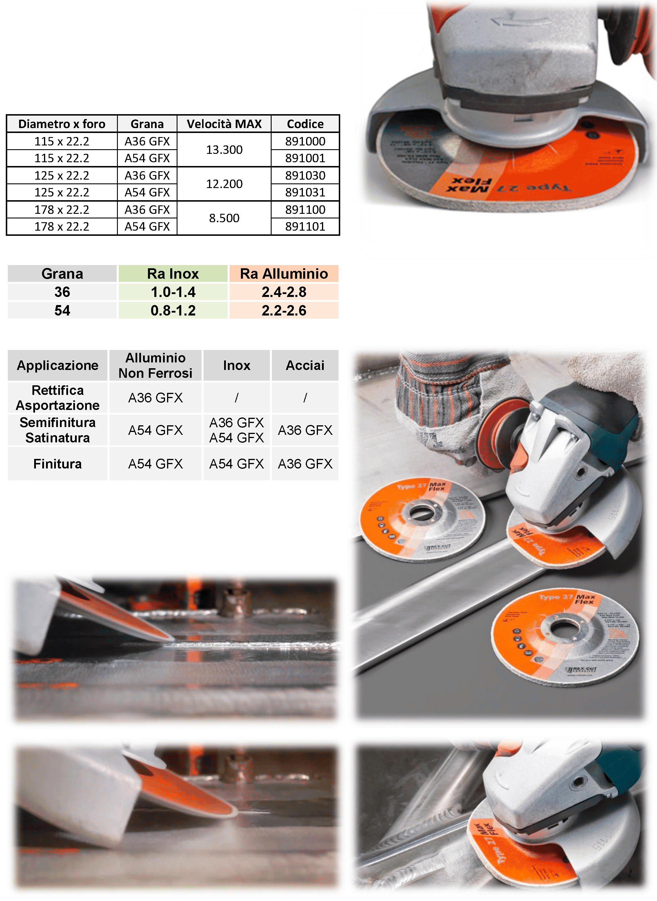 rex-cut-abrasivi-fibra-cotone-abrasivo-dischi-centro-depresso-tipo-27-max-flex